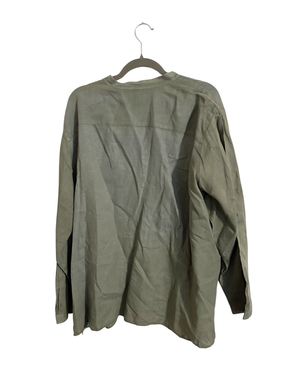 L.L. Bean Green Peasant 100% Linen Top Plus Size - Picture 2 of 7